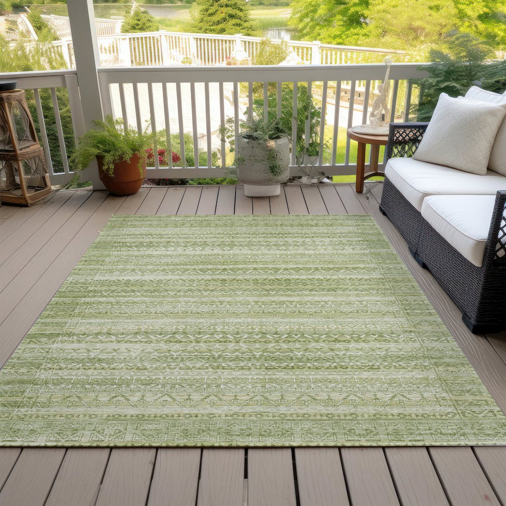 Machine Washable Indoor/Outdoor Chantille ACN2101 Sage 5' x 7'6" Rug. Picture 8