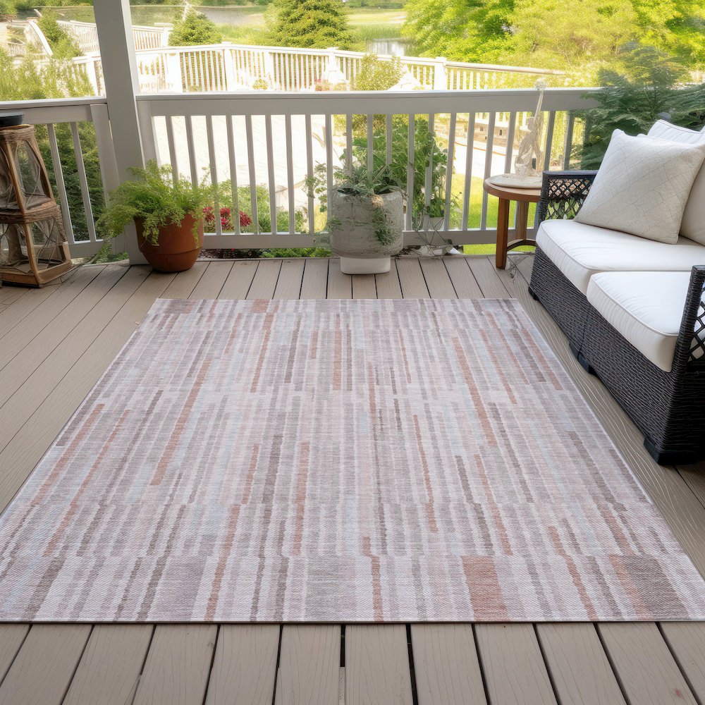 Machine Washable Indoor/Outdoor Chantille ACN2102 Coral 5' x 7'6" Rug. Picture 8