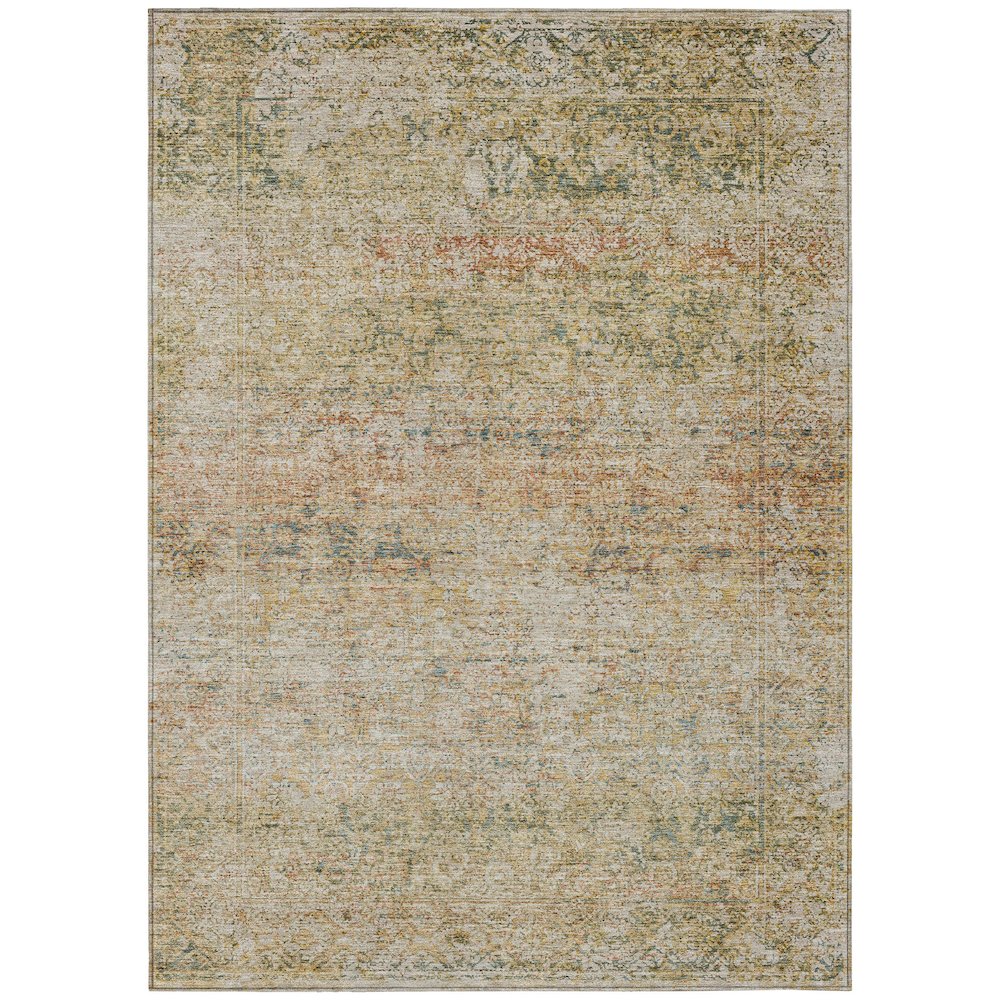 Machine Washable Indoor/Outdoor Chantille ACN2103 Gold 5' x 7'6" Rug. Picture 1