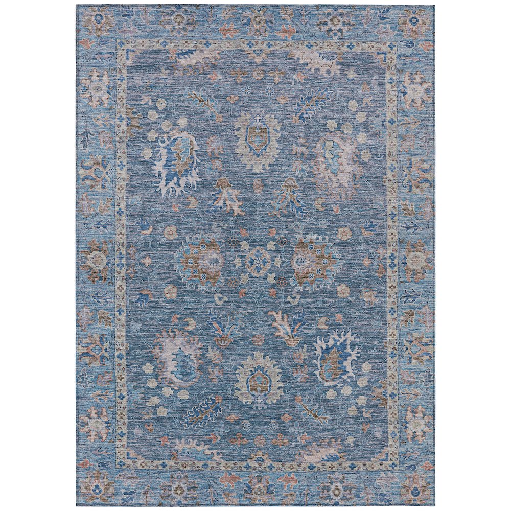 Machine Washable Indoor/Outdoor Chantille ACN2104 Blue 5' x 7'6" Rug. Picture 1