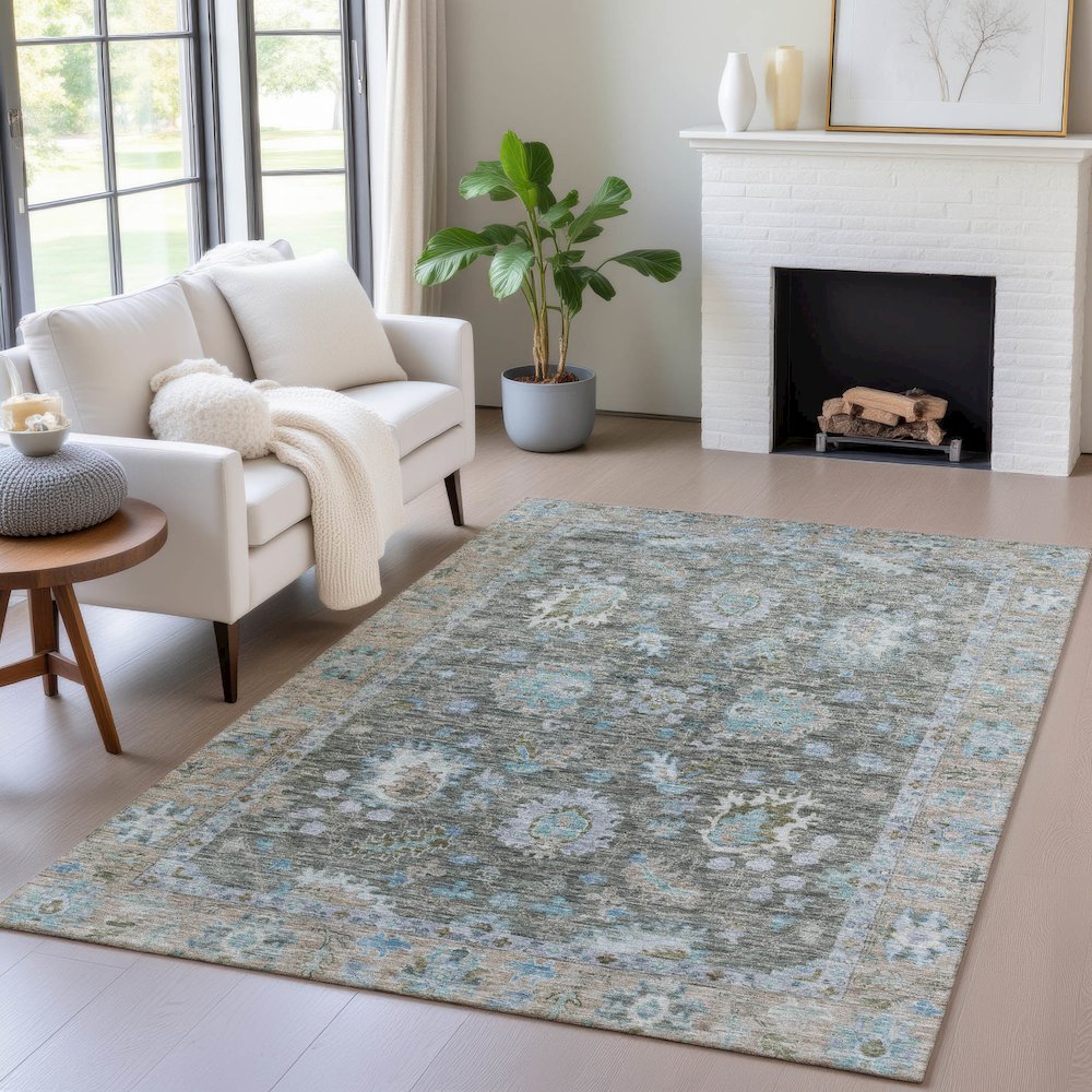 Machine Washable Indoor/Outdoor Chantille ACN2104 Fern 5' x 7'6" Rug. Picture 5
