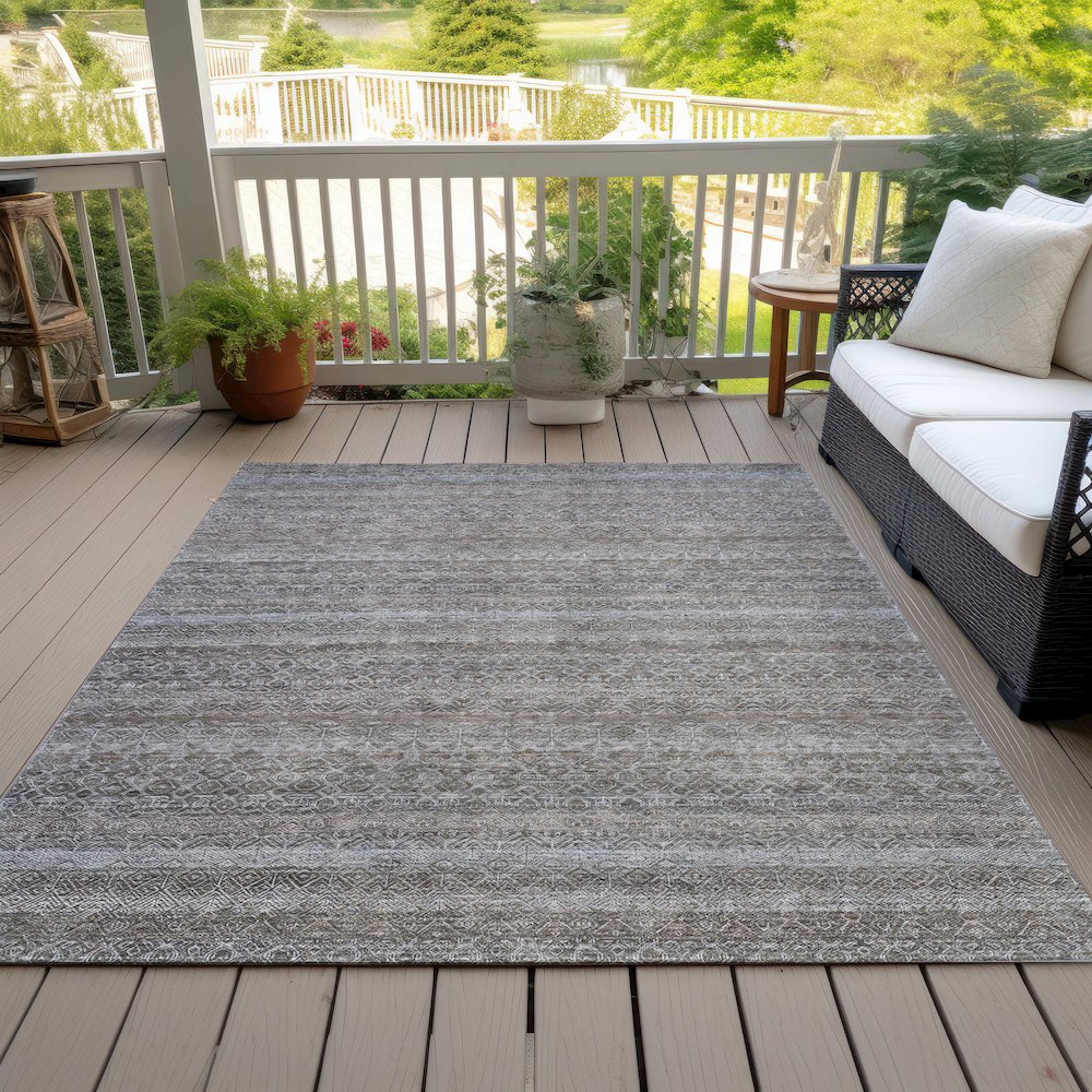 Machine Washable Indoor/Outdoor Chantille ACN2105 Brown 5' x 7'6" Rug. Picture 8