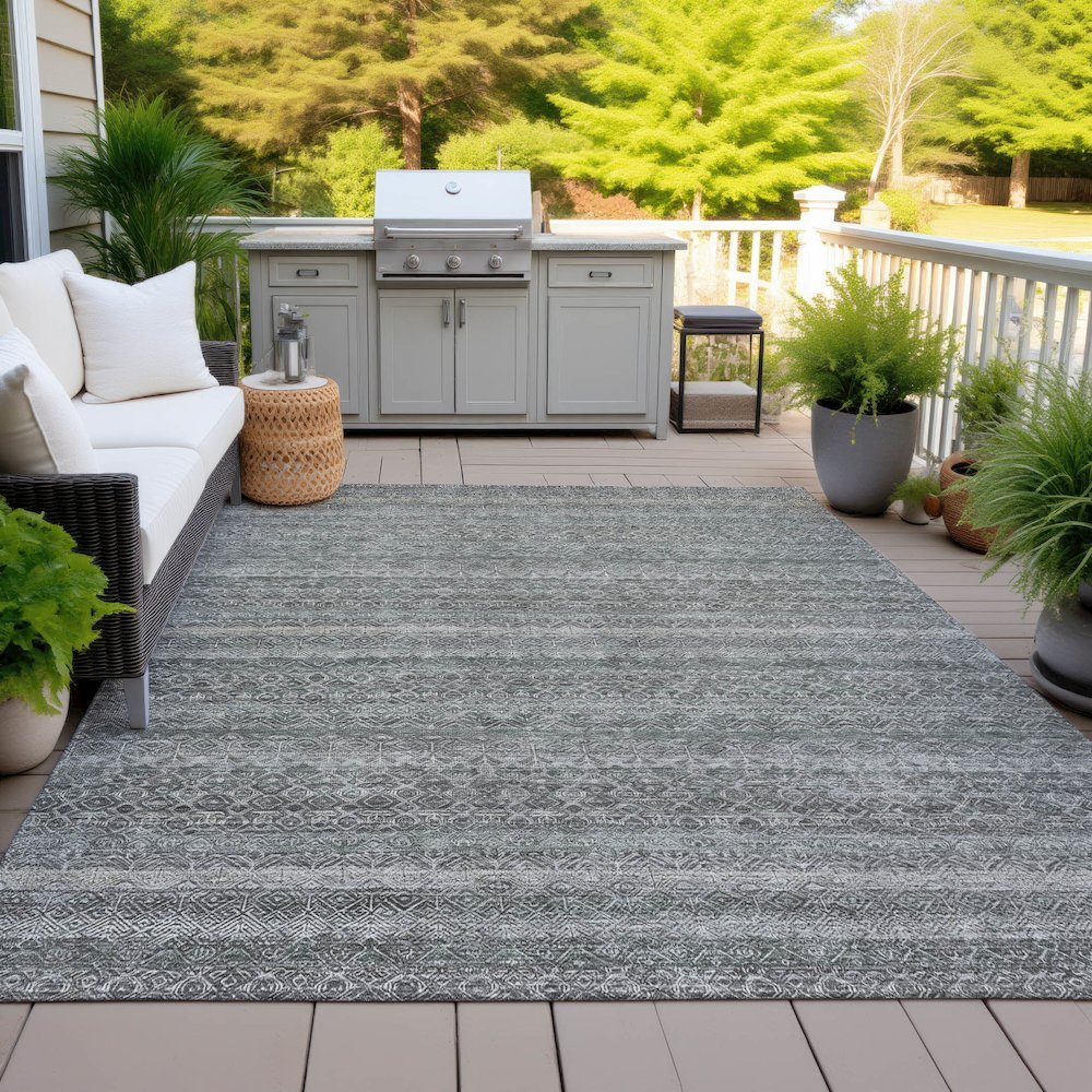 Machine Washable Indoor/Outdoor Chantille ACN2105 Pewter 5' x 7'6" Rug. Picture 7