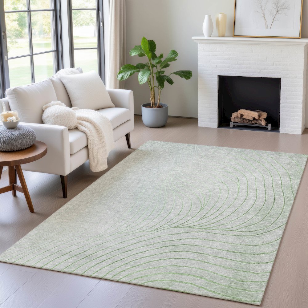 Machine Washable Indoor/Outdoor Chantille ACN2107 Aloe 5' x 7'6" Rug. Picture 5