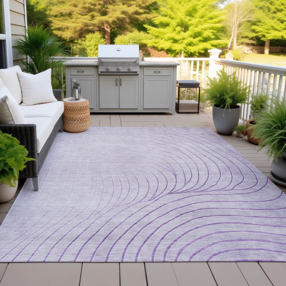 Machine Washable Indoor/Outdoor Chantille ACN2107 Lavender 5' x 7'6" Rug. Picture 7