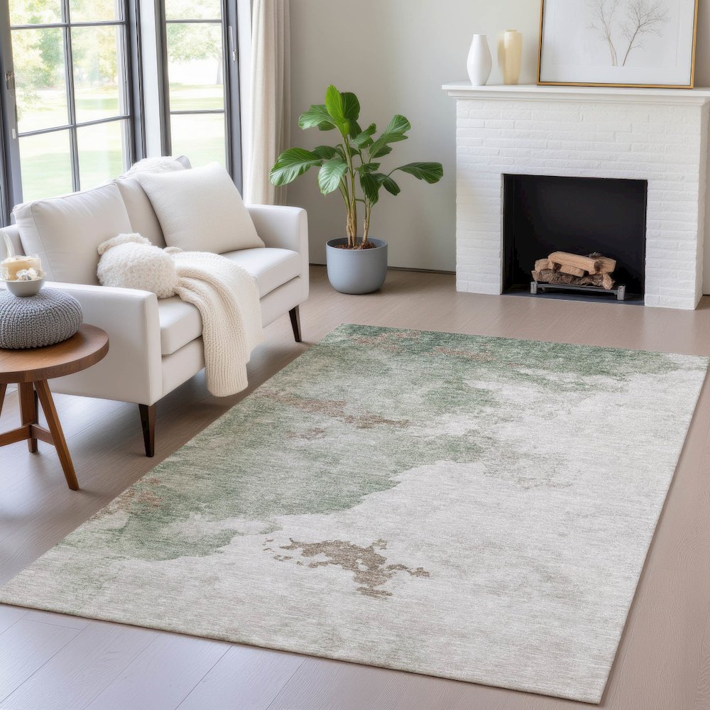 Machine Washable Indoor/Outdoor Chantille ACN2108 Aloe 5' x 7'6" Rug. Picture 5