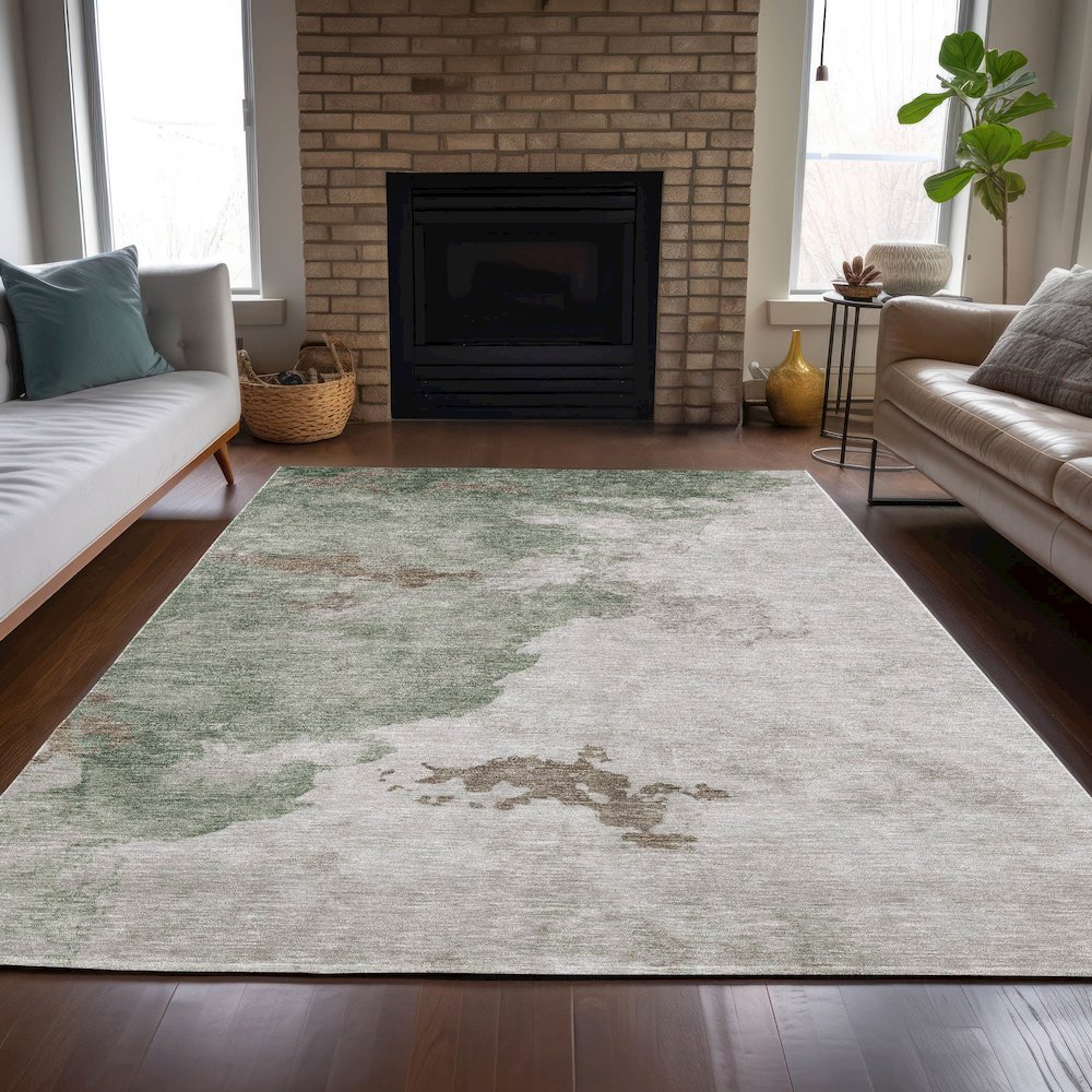 Machine Washable Indoor/Outdoor Chantille ACN2108 Aloe 5' x 7'6" Rug. Picture 6