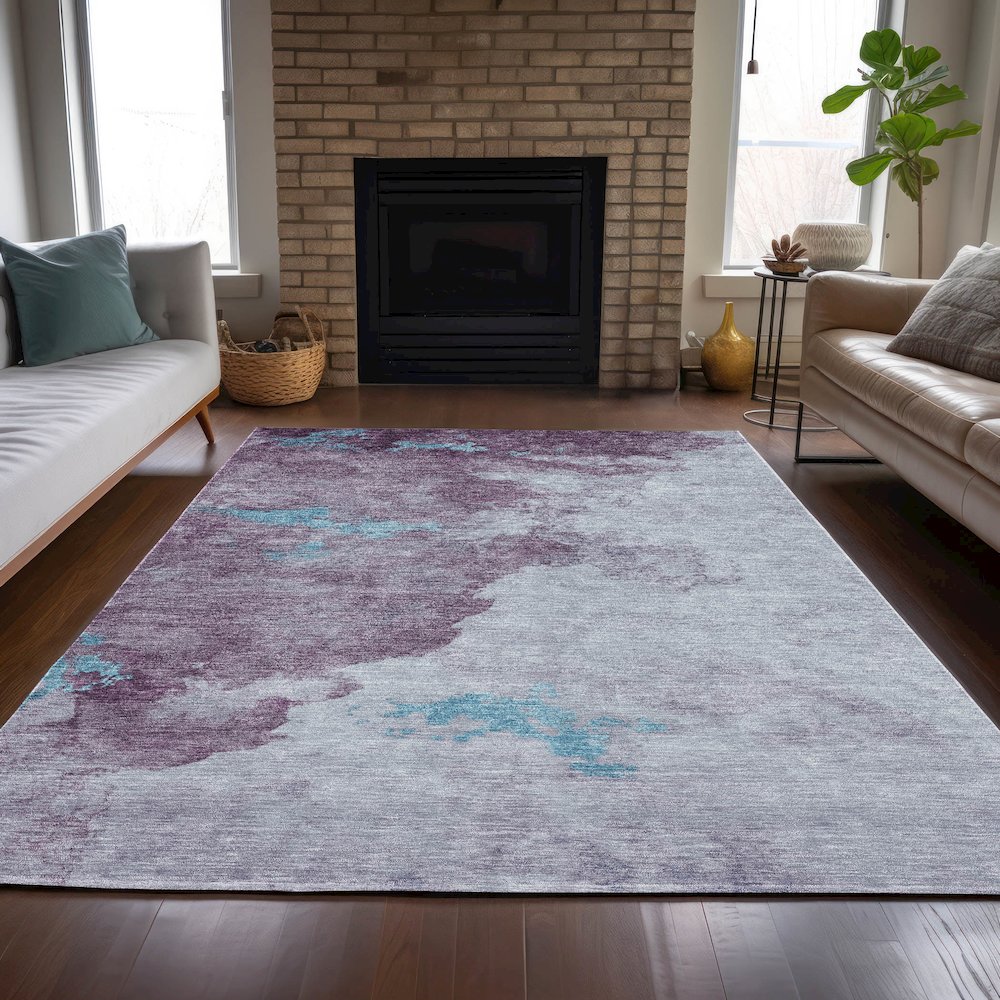Machine Washable Indoor/Outdoor Chantille ACN2108 Lavender 5' x 7'6" Rug. Picture 6