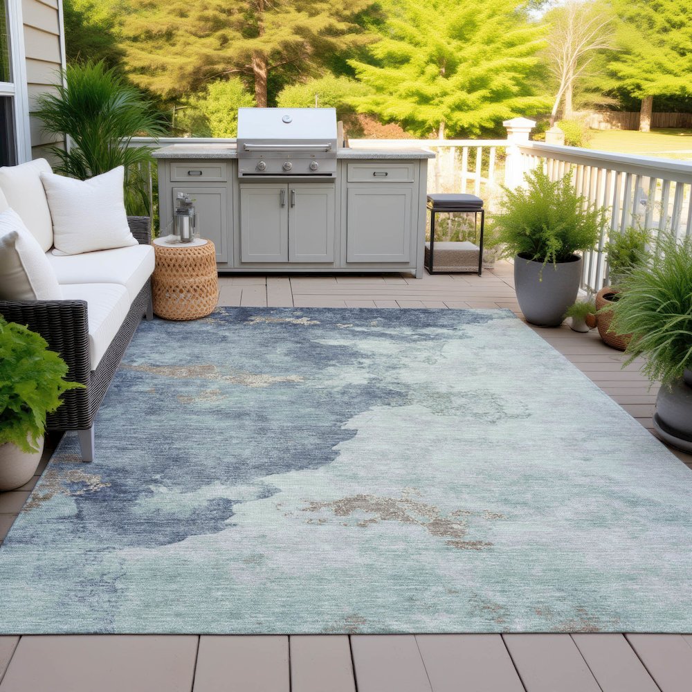Machine Washable Indoor/Outdoor Chantille ACN2108 Seafoam 5' x 7'6" Rug. Picture 7