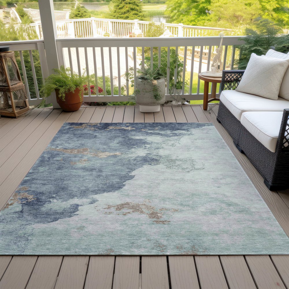 Machine Washable Indoor/Outdoor Chantille ACN2108 Seafoam 5' x 7'6" Rug. Picture 8