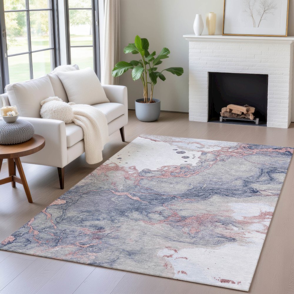 Machine Washable Indoor/Outdoor Chantille ACN2110 Blush 5' x 7'6" Rug. Picture 5