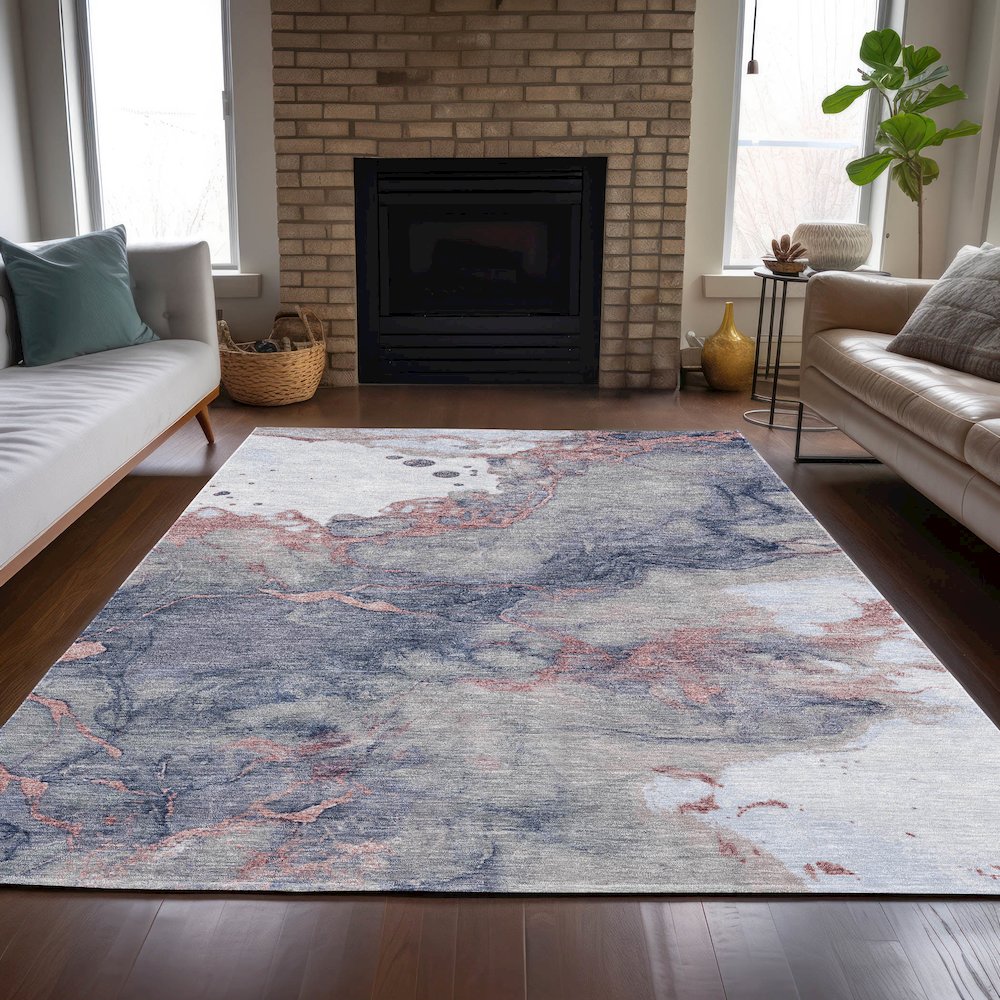 Machine Washable Indoor/Outdoor Chantille ACN2110 Blush 5' x 7'6" Rug. Picture 6