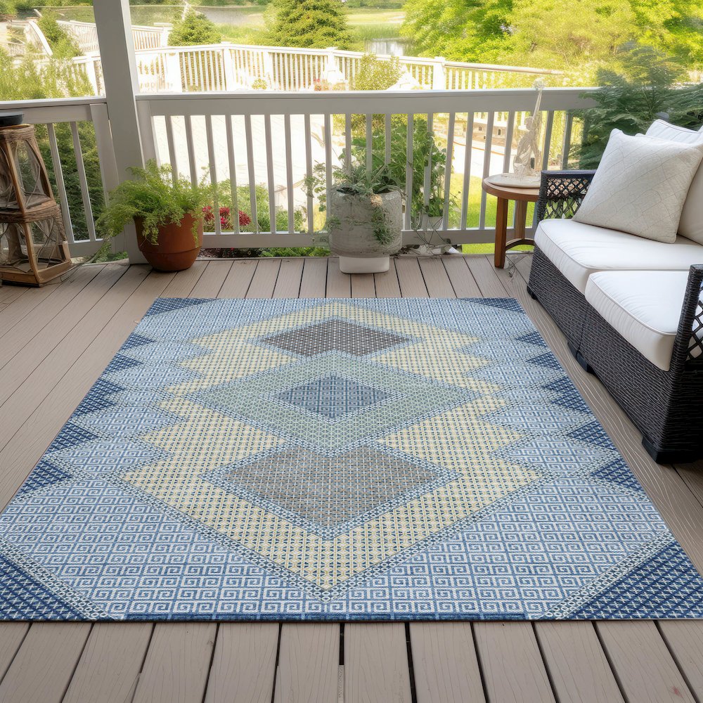 Machine Washable Indoor/Outdoor Chantille ACN2111 Denim 5' x 7'6" Rug. Picture 8