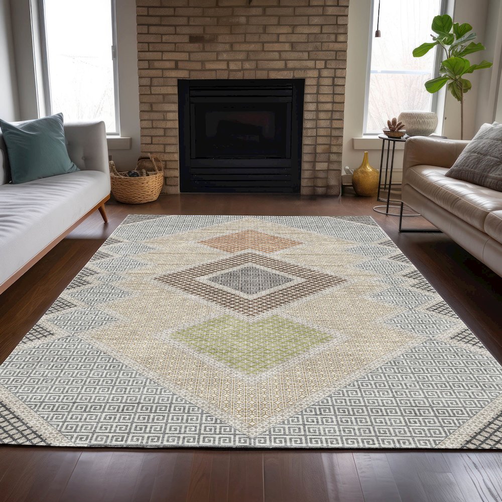 Machine Washable Indoor/Outdoor Chantille ACN2111 Pewter 5' x 7'6" Rug. Picture 6