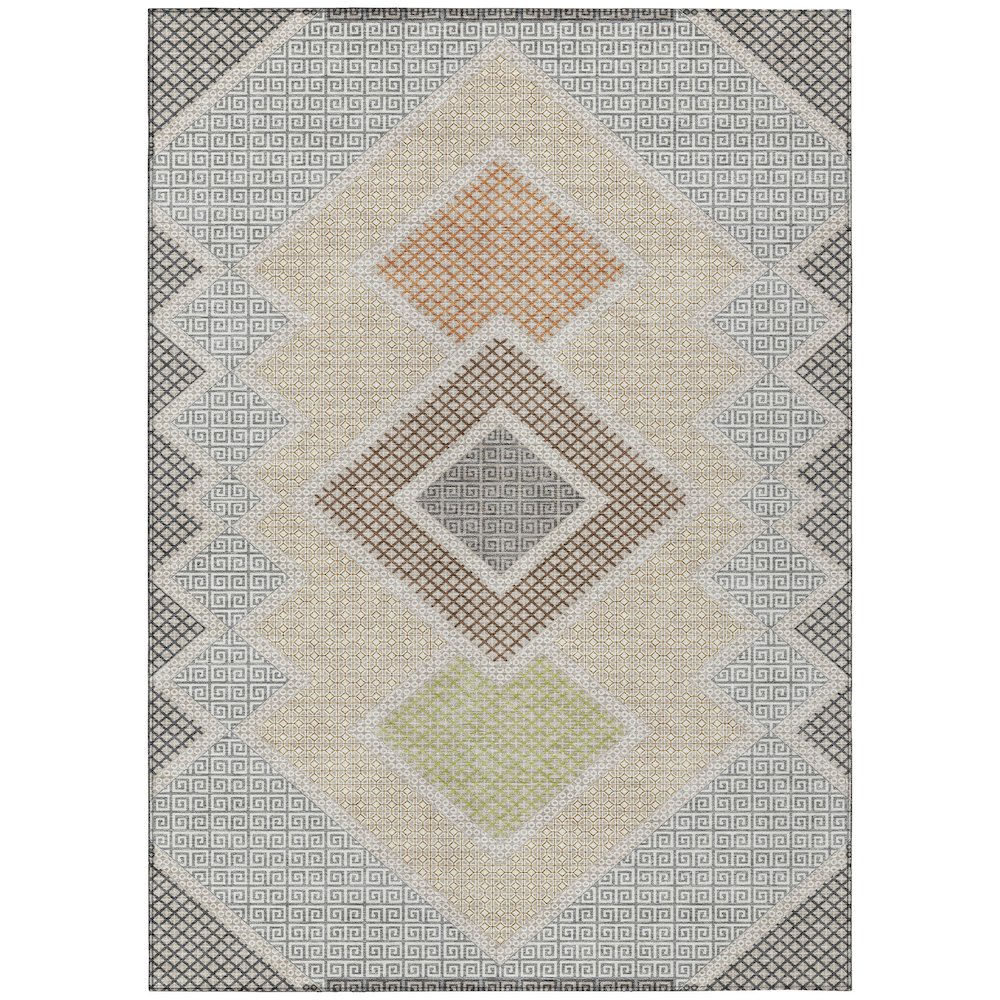Machine Washable Indoor/Outdoor Chantille ACN2111 Pewter 5' x 7'6" Rug. Picture 1