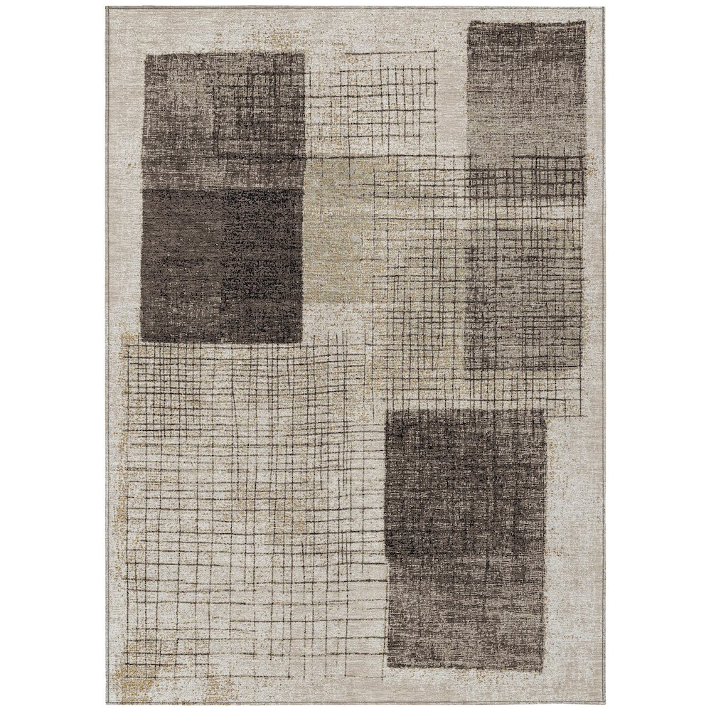 Machine Washable Indoor/Outdoor Chantille ACN2112 Brown 5' x 7'6" Rug. Picture 1
