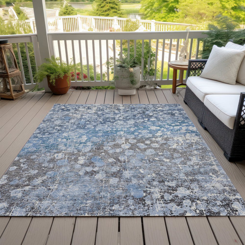 Machine Washable Indoor/Outdoor Chantille ACN2113 Blue 5' x 7'6" Rug. Picture 8