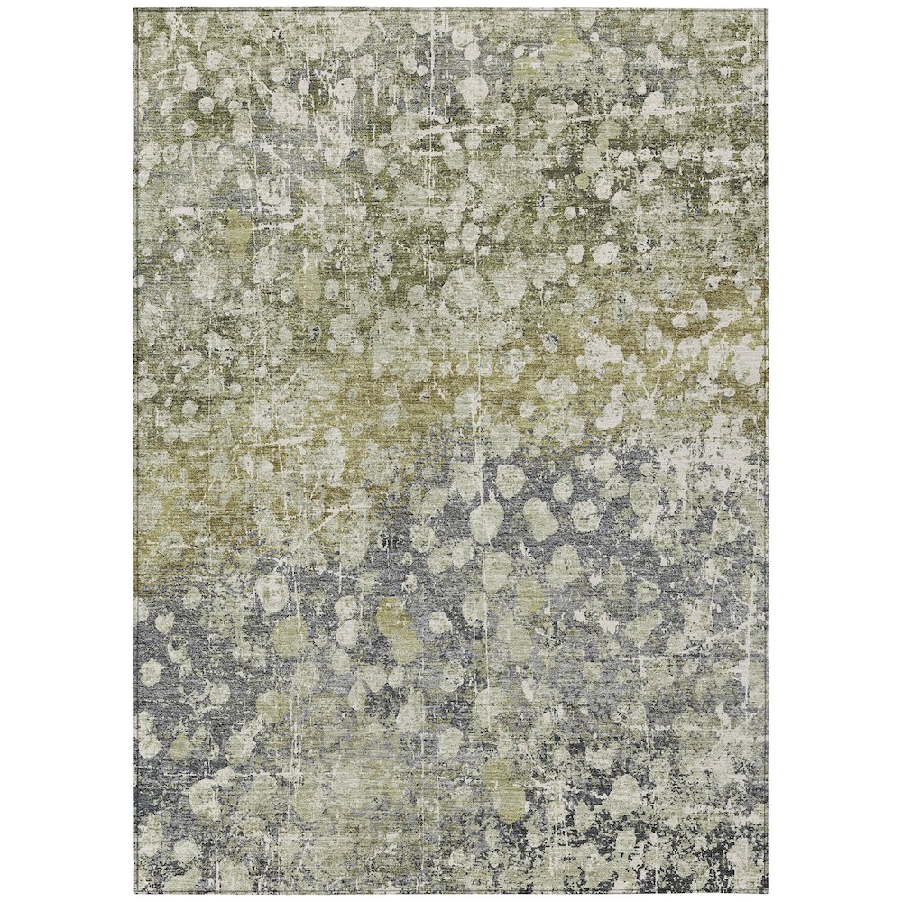 Machine Washable Indoor/Outdoor Chantille ACN2113 Olive 5' x 7'6" Rug. Picture 1