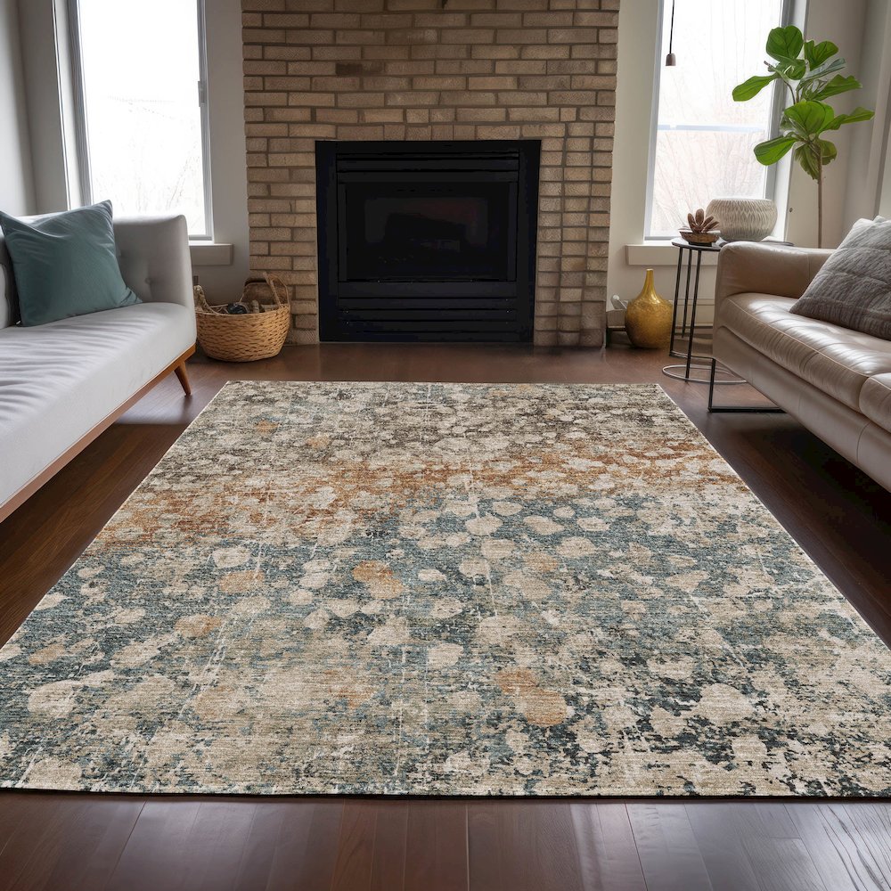 Machine Washable Indoor/Outdoor Chantille ACN2113 Putty 5' x 7'6" Rug. Picture 6