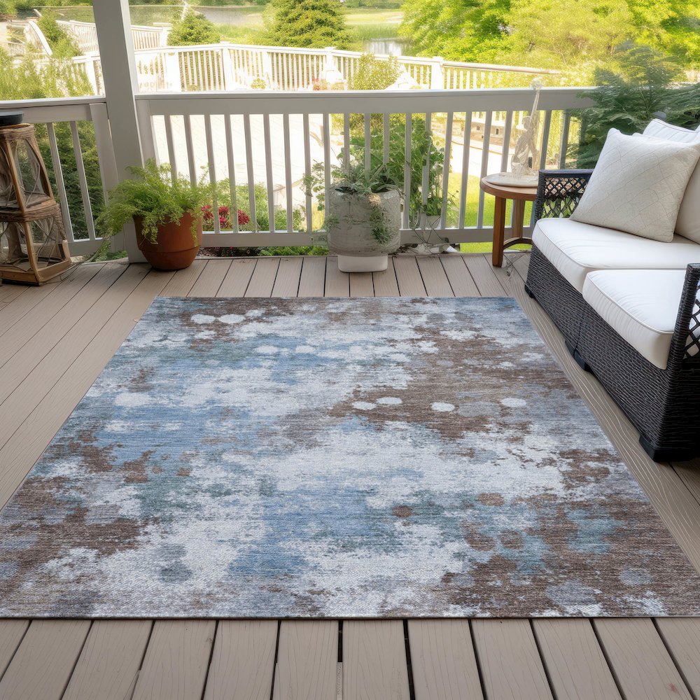 Machine Washable Indoor/Outdoor Chantille ACN2114 Brown 5' x 7'6" Rug. Picture 8