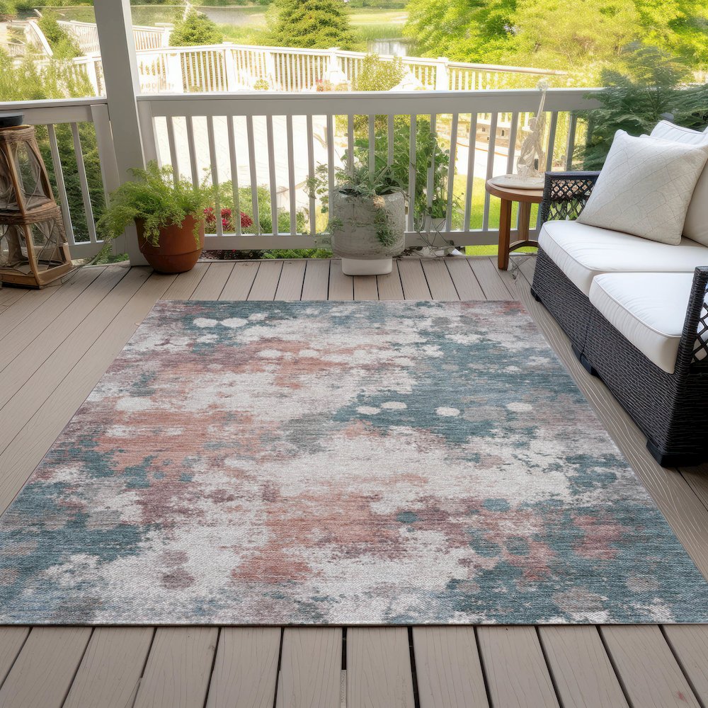 Machine Washable Indoor/Outdoor Chantille ACN2114 Coral 5' x 7'6" Rug. Picture 8