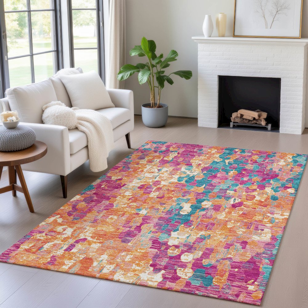 Machine Washable Indoor/Outdoor Chantille ACN2115 Blush 5' x 7'6" Rug. Picture 5