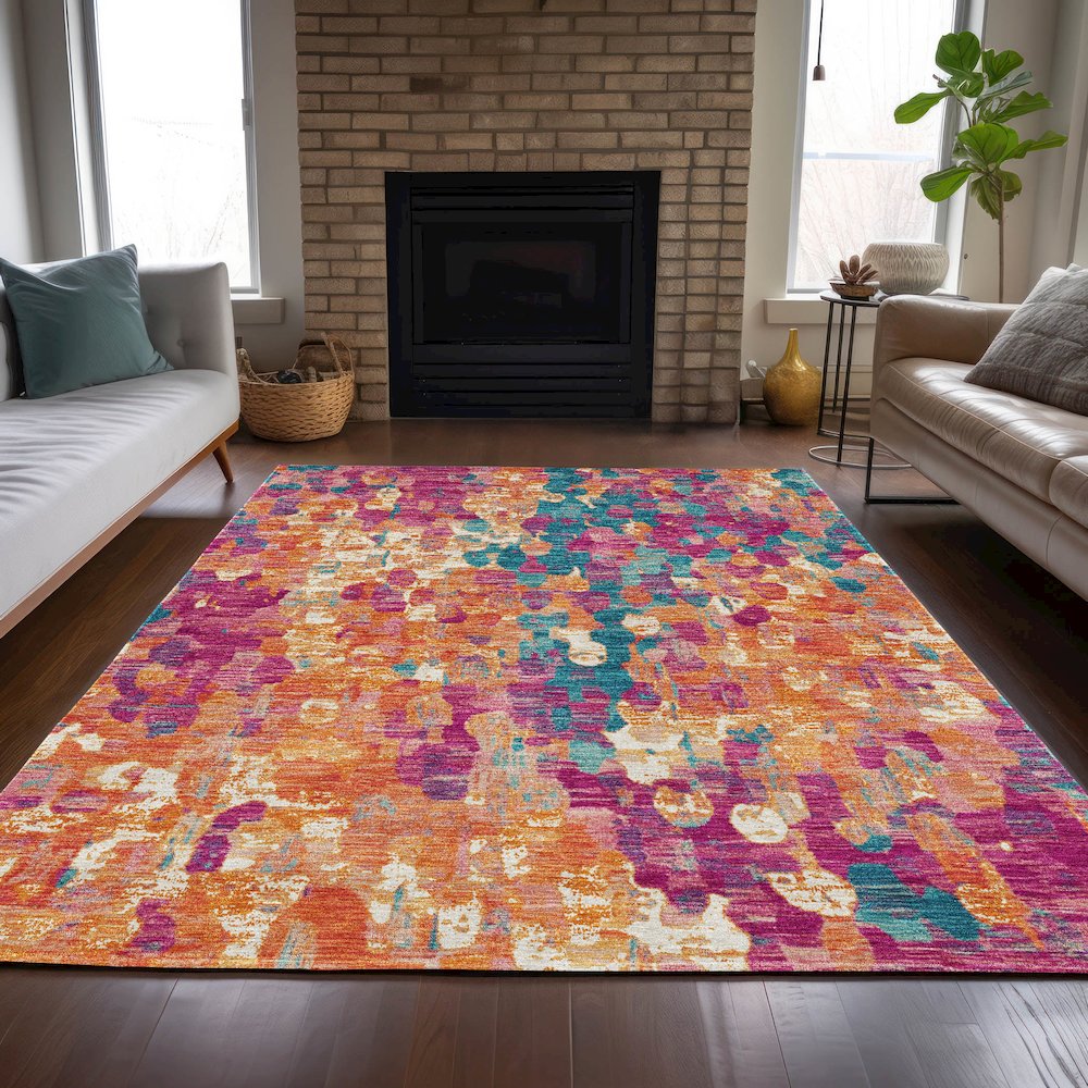 Machine Washable Indoor/Outdoor Chantille ACN2115 Blush 5' x 7'6" Rug. Picture 6