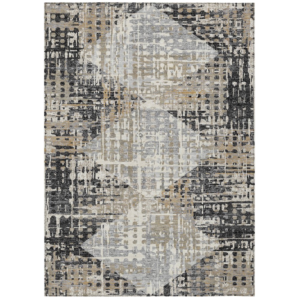 Machine Washable Indoor/Outdoor Chantille ACN2116 Black 5' x 7'6" Rug. Picture 1