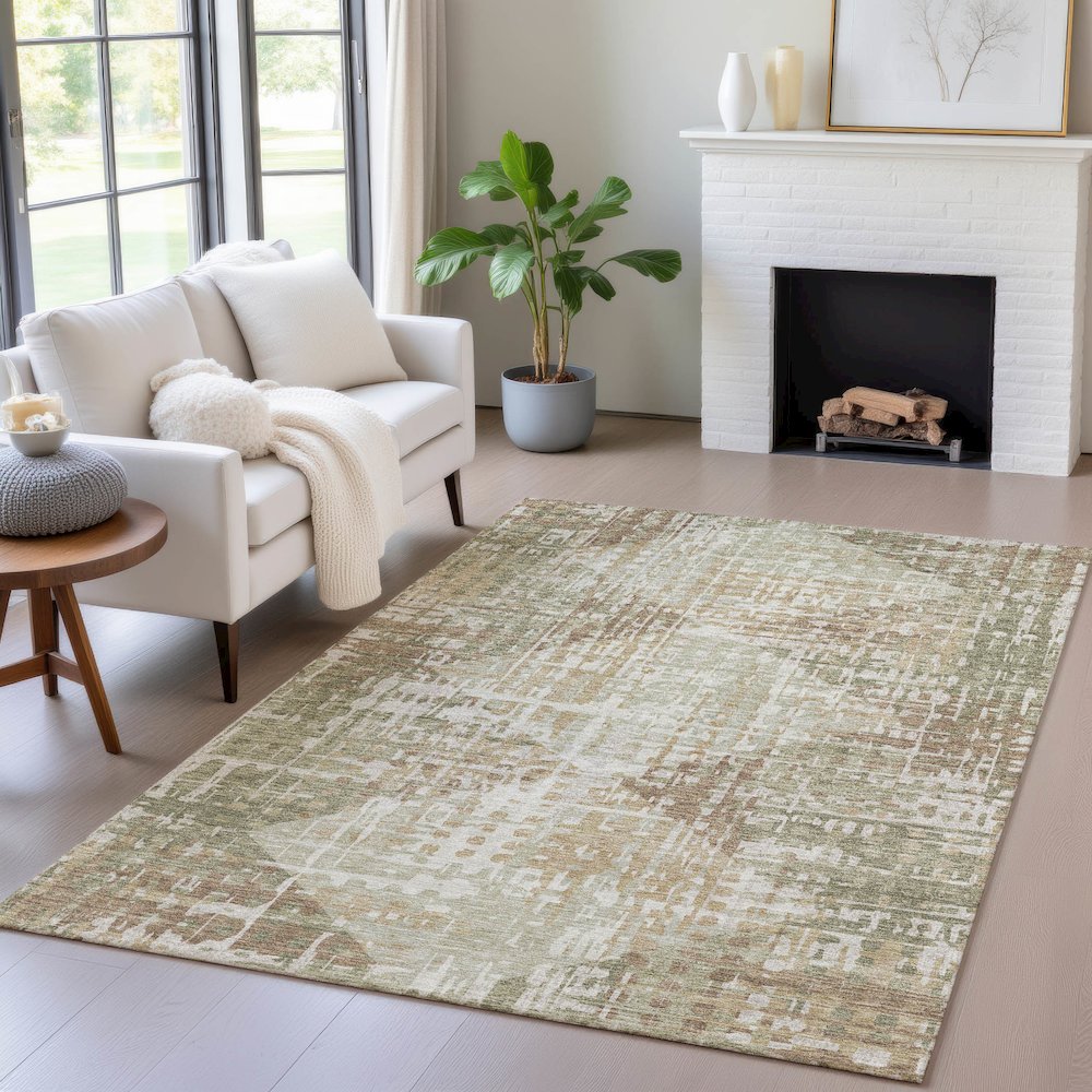 Machine Washable Indoor/Outdoor Chantille ACN2116 Fern 5' x 7'6" Rug. Picture 5