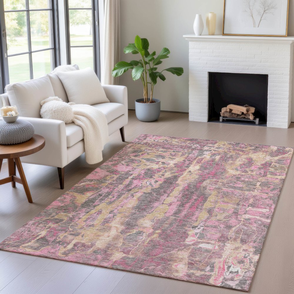 Machine Washable Indoor/Outdoor Chantille ACN2120 Blush 5' x 7'6" Rug. Picture 5