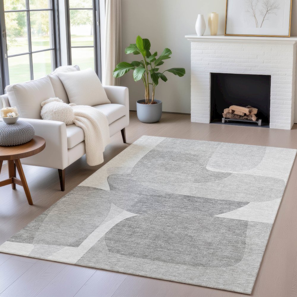 Machine Washable Indoor/Outdoor Chantille ACN2121 Linen 5' x 7'6" Rug. Picture 5