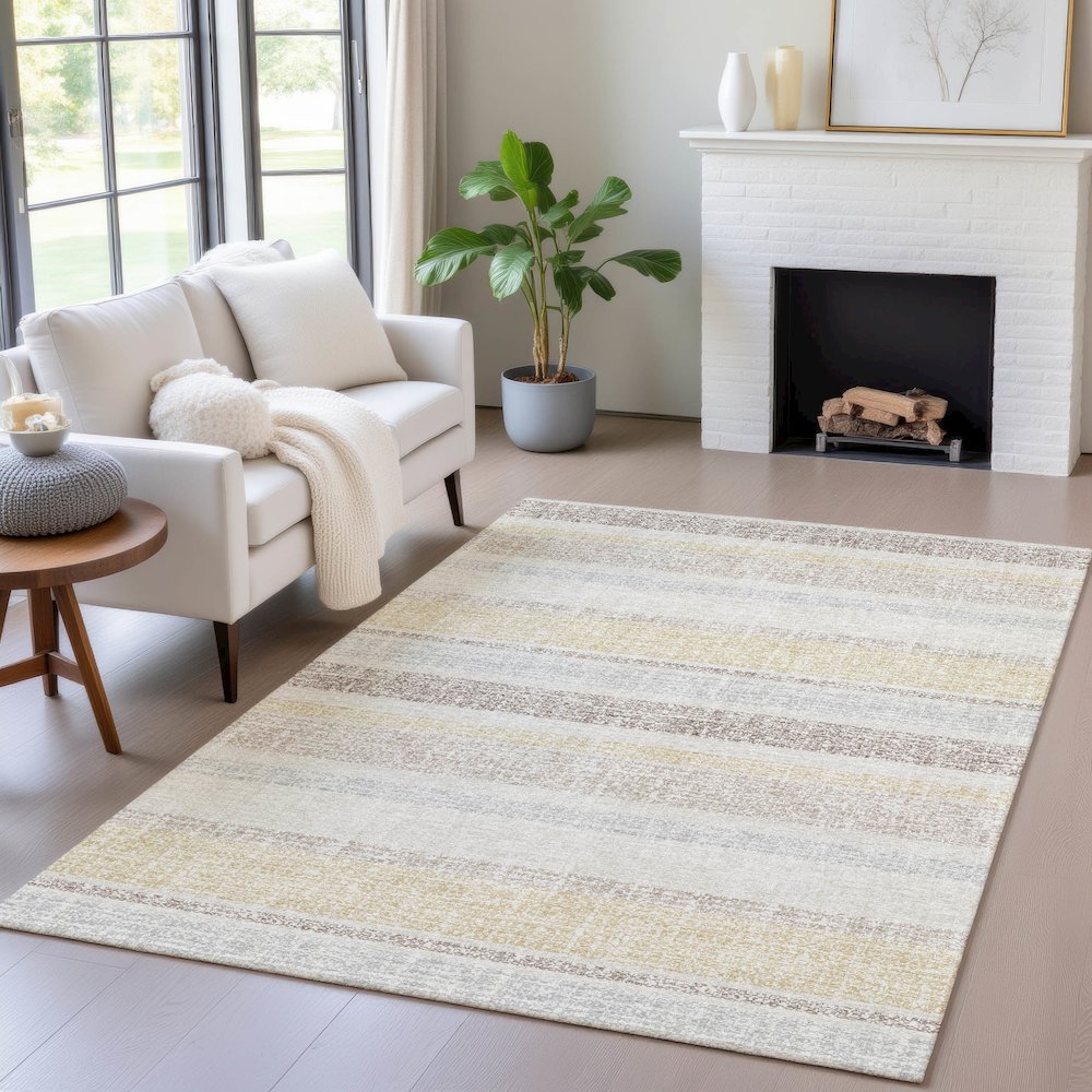 Machine Washable Indoor/Outdoor Chantille ACN2122 Ivory 5' x 7'6" Rug. Picture 5