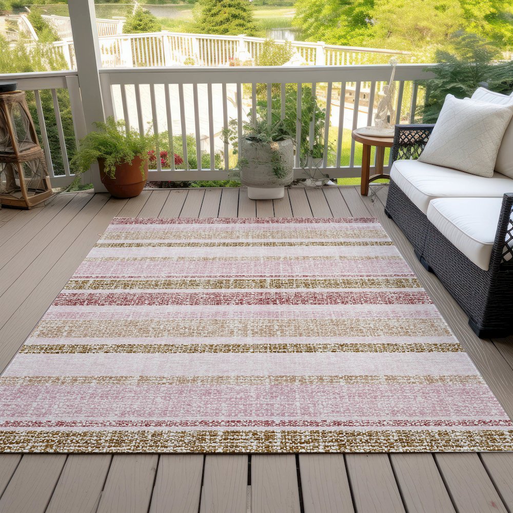 Machine Washable Indoor/Outdoor Chantille ACN2122 Pink 5' x 7'6" Rug. Picture 8