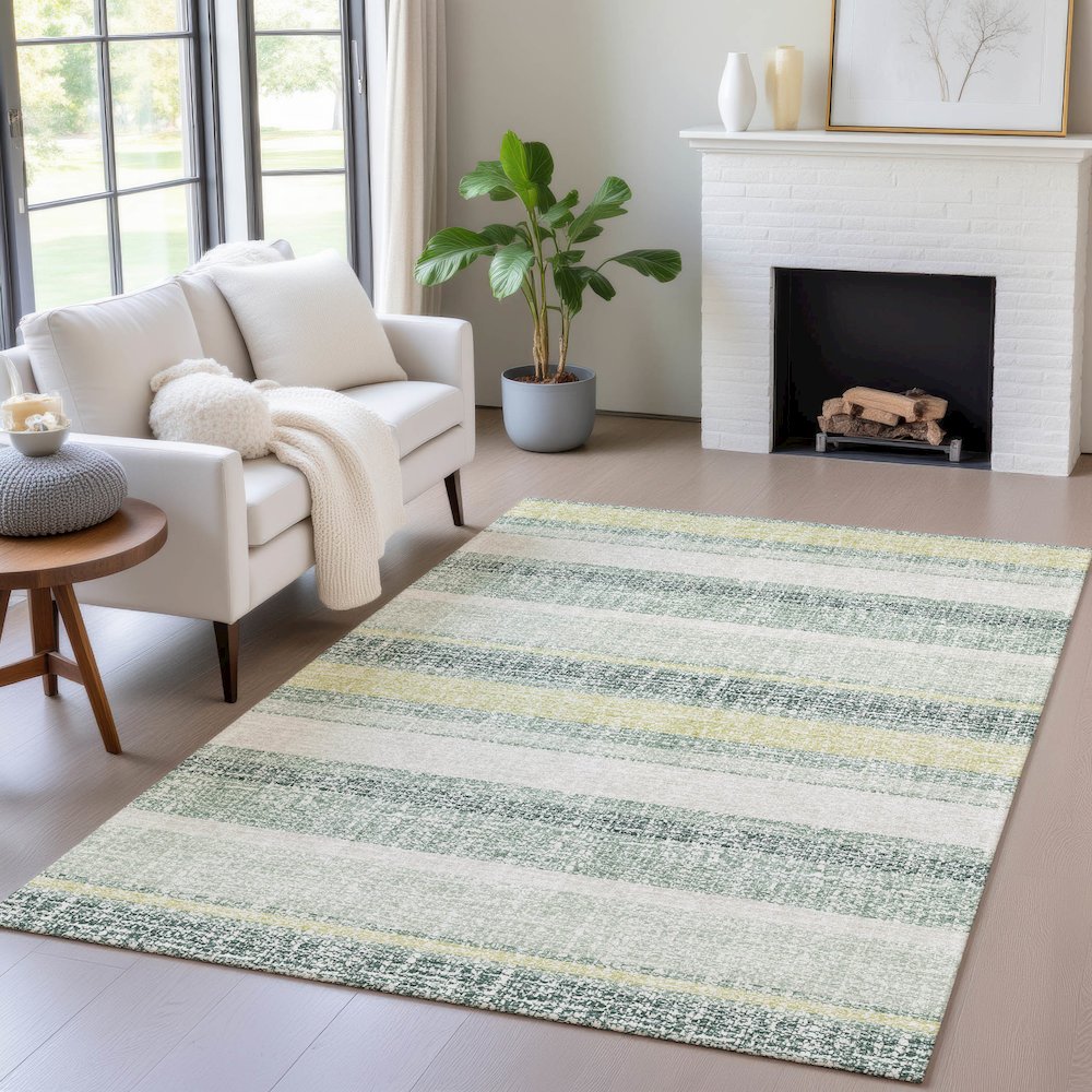 Machine Washable Indoor/Outdoor Chantille ACN2122 Seafoam 5' x 7'6" Rug. Picture 5