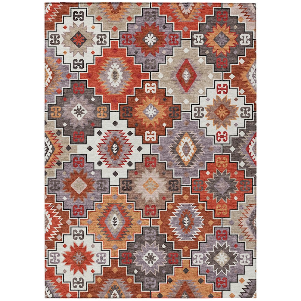 Machine Washable Indoor/Outdoor Chantille ACN2123 Paprika 5' x 7'6" Rug. Picture 1