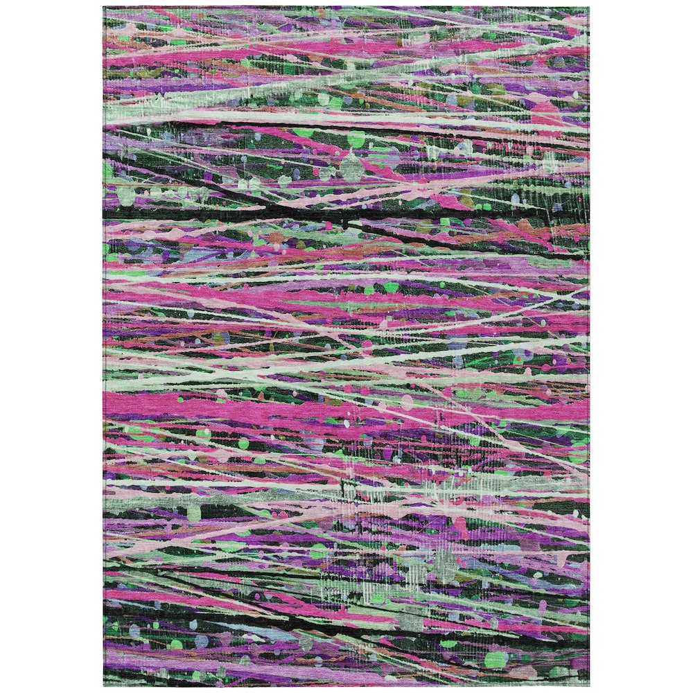 Machine Washable Indoor/Outdoor Chantille ACN2125 Pink 5' x 7'6" Rug. Picture 1