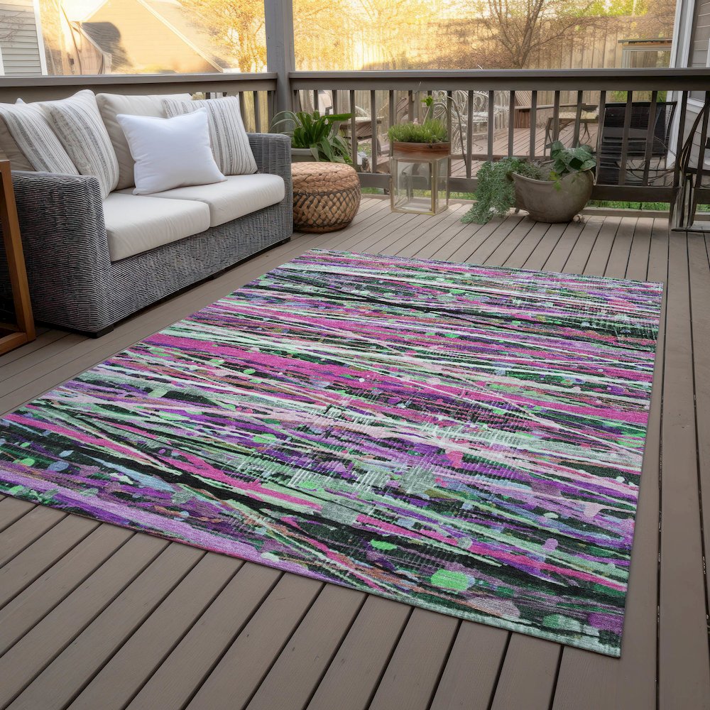 Machine Washable Indoor/Outdoor Chantille ACN2125 Pink 5' x 7'6" Rug. Picture 8