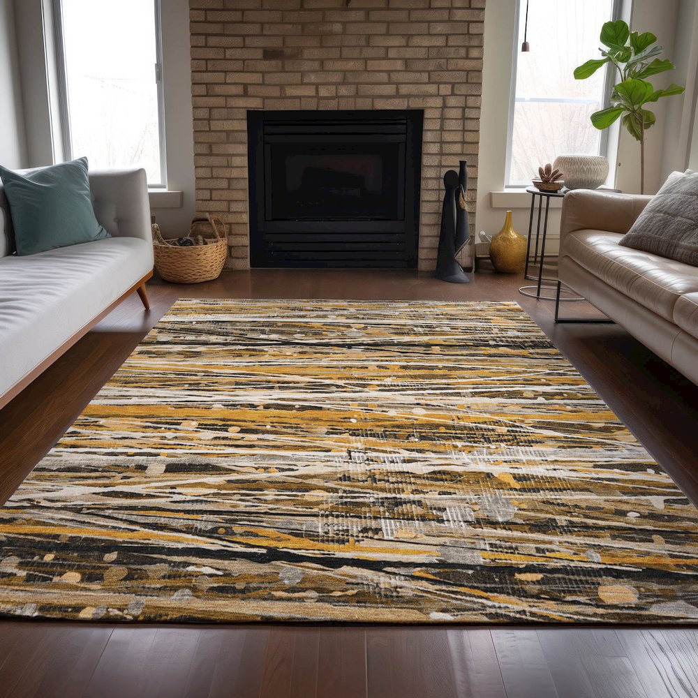 Machine Washable Indoor/Outdoor Chantille ACN2126 Copper 5' x 7'6" Rug. Picture 6