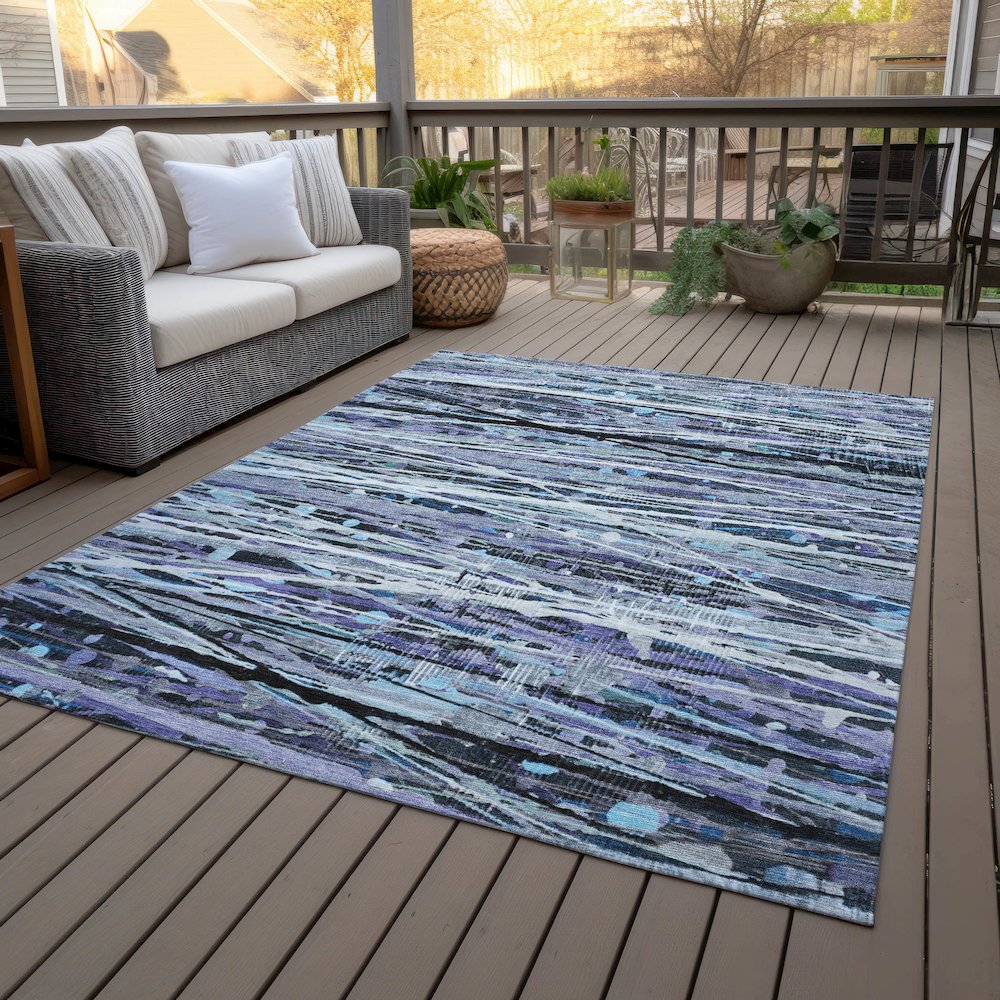 Machine Washable Indoor/Outdoor Chantille ACN2126 Purple 5' x 7'6" Rug. Picture 8
