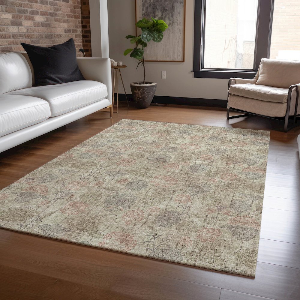 Machine Washable Indoor/Outdoor Chantille ACN2128 Brown 5' x 7'6" Rug. Picture 5