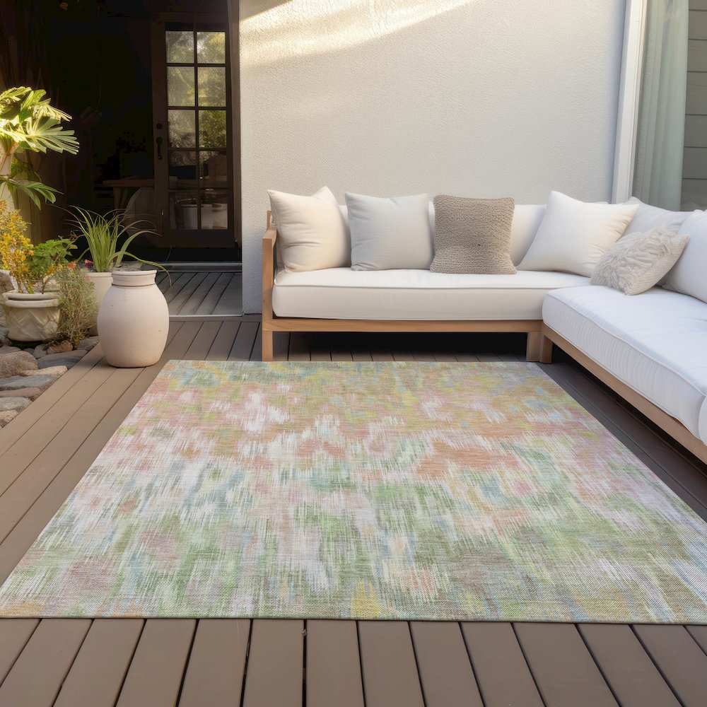Machine Washable Indoor/Outdoor Chantille ACN2129 Coral 5' x 7'6" Rug. Picture 7