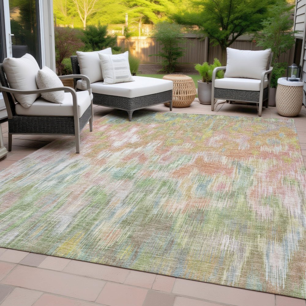 Machine Washable Indoor/Outdoor Chantille ACN2129 Coral 5' x 7'6" Rug. Picture 8