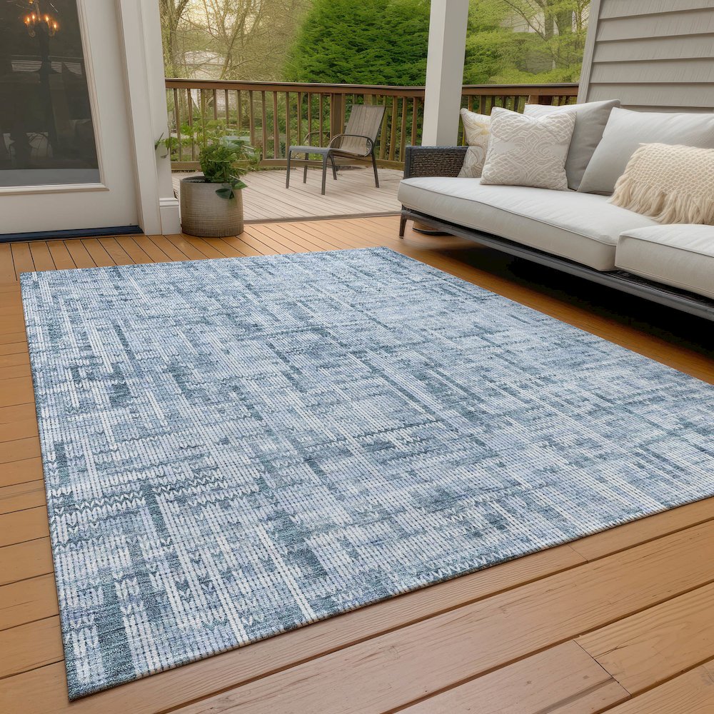 Machine Washable Indoor/Outdoor Chantille ACN2130 Blue 5' x 7'6" Rug. Picture 7