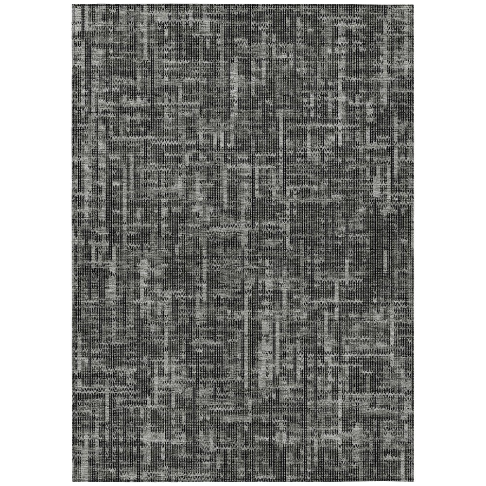 Machine Washable Indoor/Outdoor Chantille ACN2130 Charcoal 5' x 7'6" Rug. Picture 1