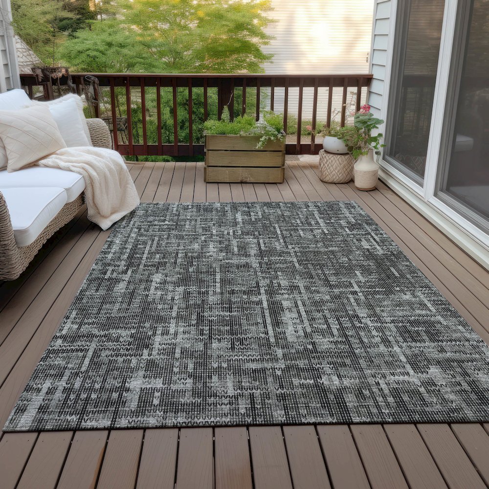 Machine Washable Indoor/Outdoor Chantille ACN2130 Charcoal 5' x 7'6" Rug. Picture 7