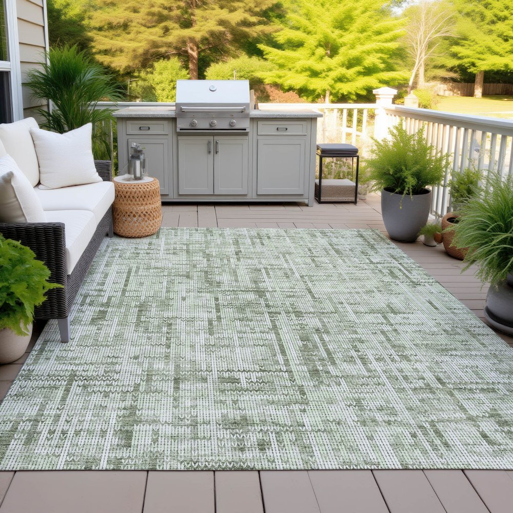Machine Washable Indoor/Outdoor Chantille ACN2130 Green 5' x 7'6" Rug. Picture 7