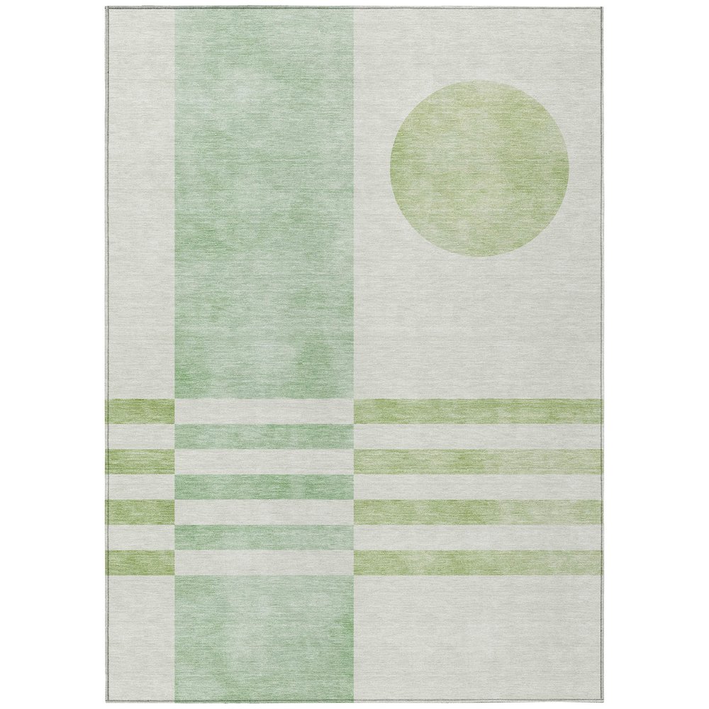 Machine Washable Indoor/Outdoor Chantille ACN2131 Green 5' x 7'6" Rug. Picture 1