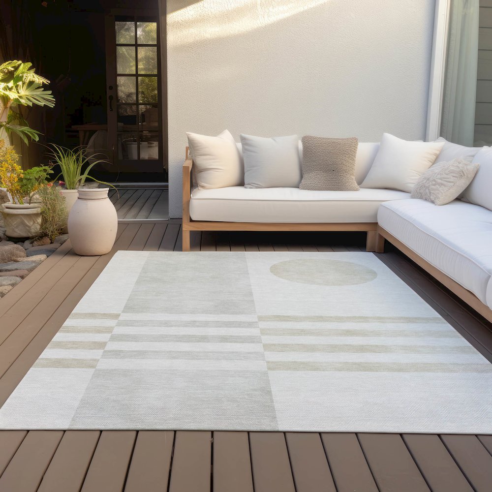 Machine Washable Indoor/Outdoor Chantille ACN2131 Linen 5' x 7'6" Rug. Picture 7