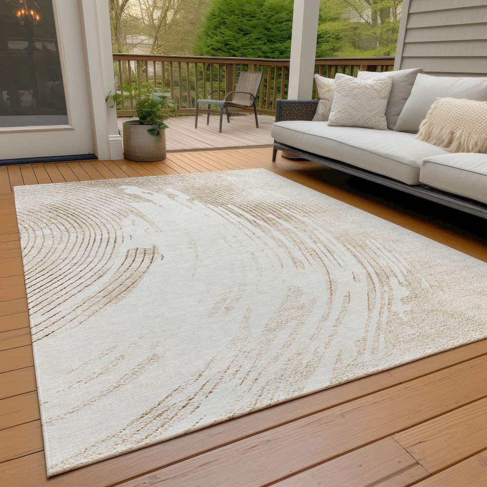 Machine Washable Indoor/Outdoor Chantille ACN2133 Brown 5' x 7'6" Rug. Picture 7