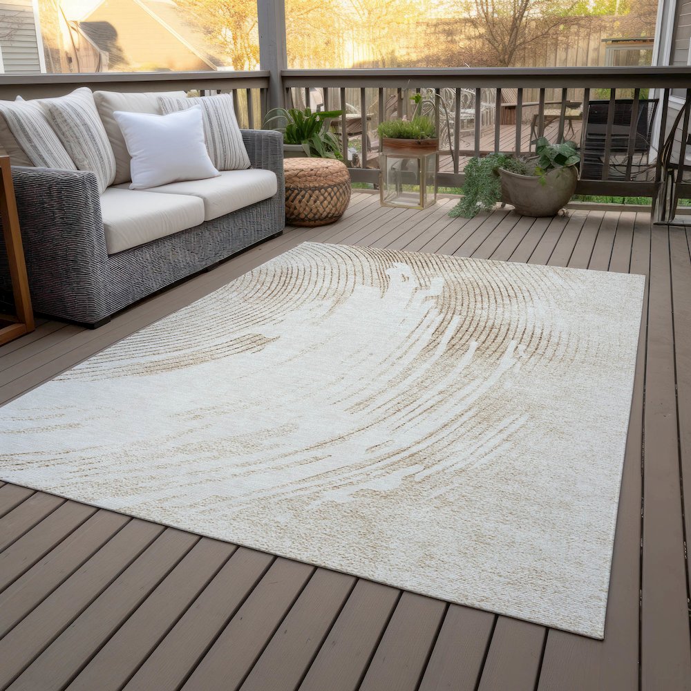 Machine Washable Indoor/Outdoor Chantille ACN2133 Brown 5' x 7'6" Rug. Picture 8